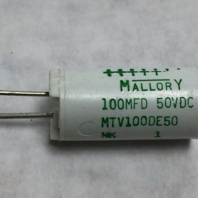 Mallory MTV100DE50 100MFD 50VDC   NOS