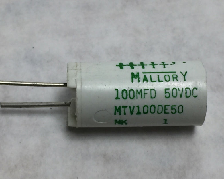 Mallory MTV100DE50 100MFD 50VDC   NOS