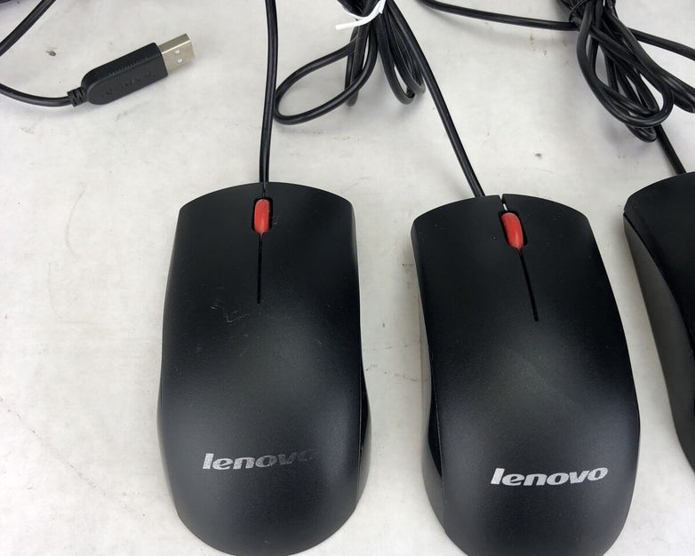 Lenovo MOEUUQA Black Wired USB Mouse (Lot of 4)
