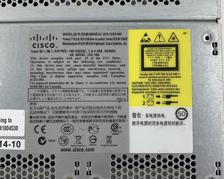 Cisco UCSC-C220-M3SBE Server 2x Xeon E5-2609 2.4 GHz 64 GB RAM No OS No HDD