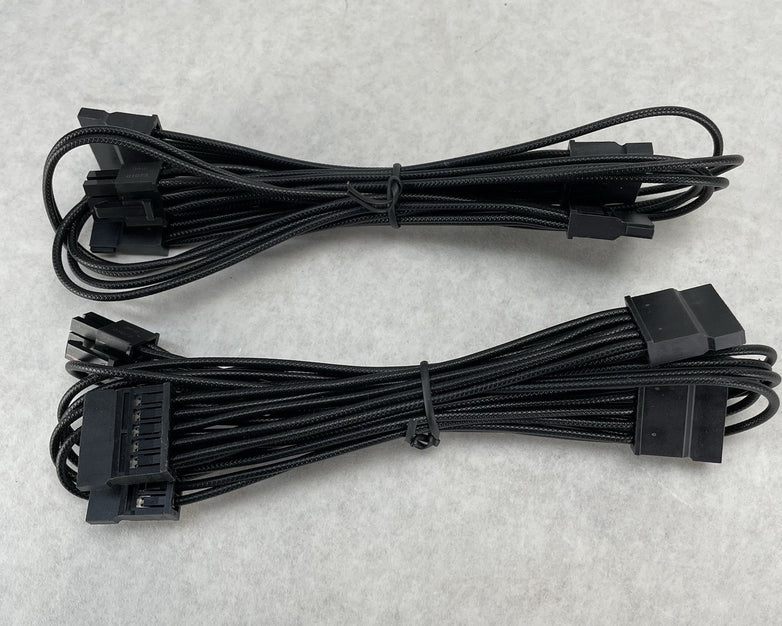 Unbranded Braided 6 Pin to 4 x SATA Driver Power Supply Modular Cable Lot of 2