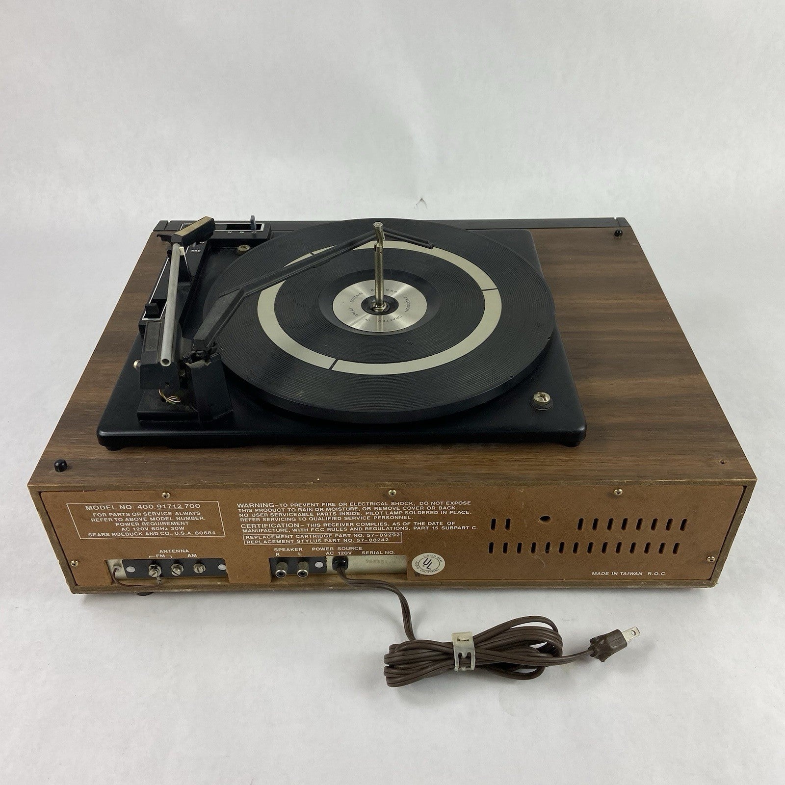 Sears 400.91712 700 AM/FM Stereo 8 Track Turntable Music System4