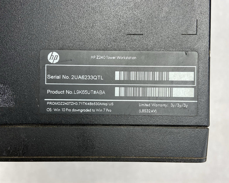 HP Z240 WorkStation MT Intel Core i3-6100 3.7GHz 8GB RAM No HDD No OS