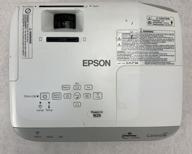 Epson PowerLite W29 H690A LCD Lamp Projector 3443 Lamp Hours - No Remote