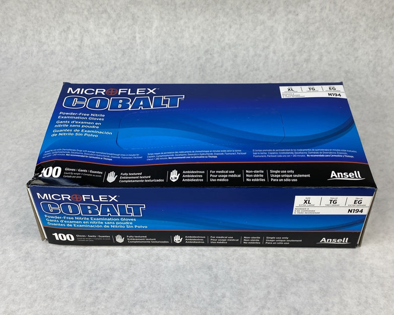 Ansell Cobalt N194 Powder Free Nitrile Examination Gloves Extra Large 1000 Count
