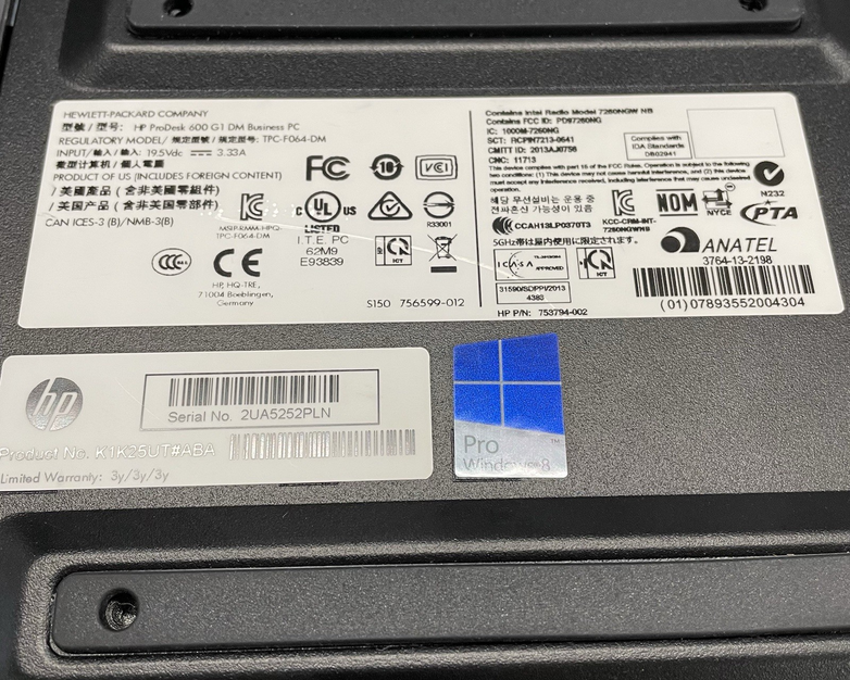 HP ProDesk 600 G1 Micro i5-4590T 2.00 GHz 8 GB RAM No SSD/OS/AC