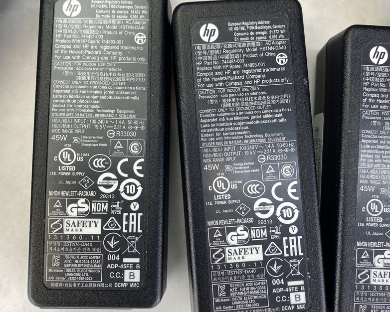 Lot of 6 HP 744481-003 adapter charger power supply 7.4mm*5.0mm 45W 19.5V 2.31A