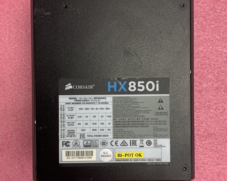Corsair HX850i RPS0003 CP-9020073 850W Power Supply - No Cables