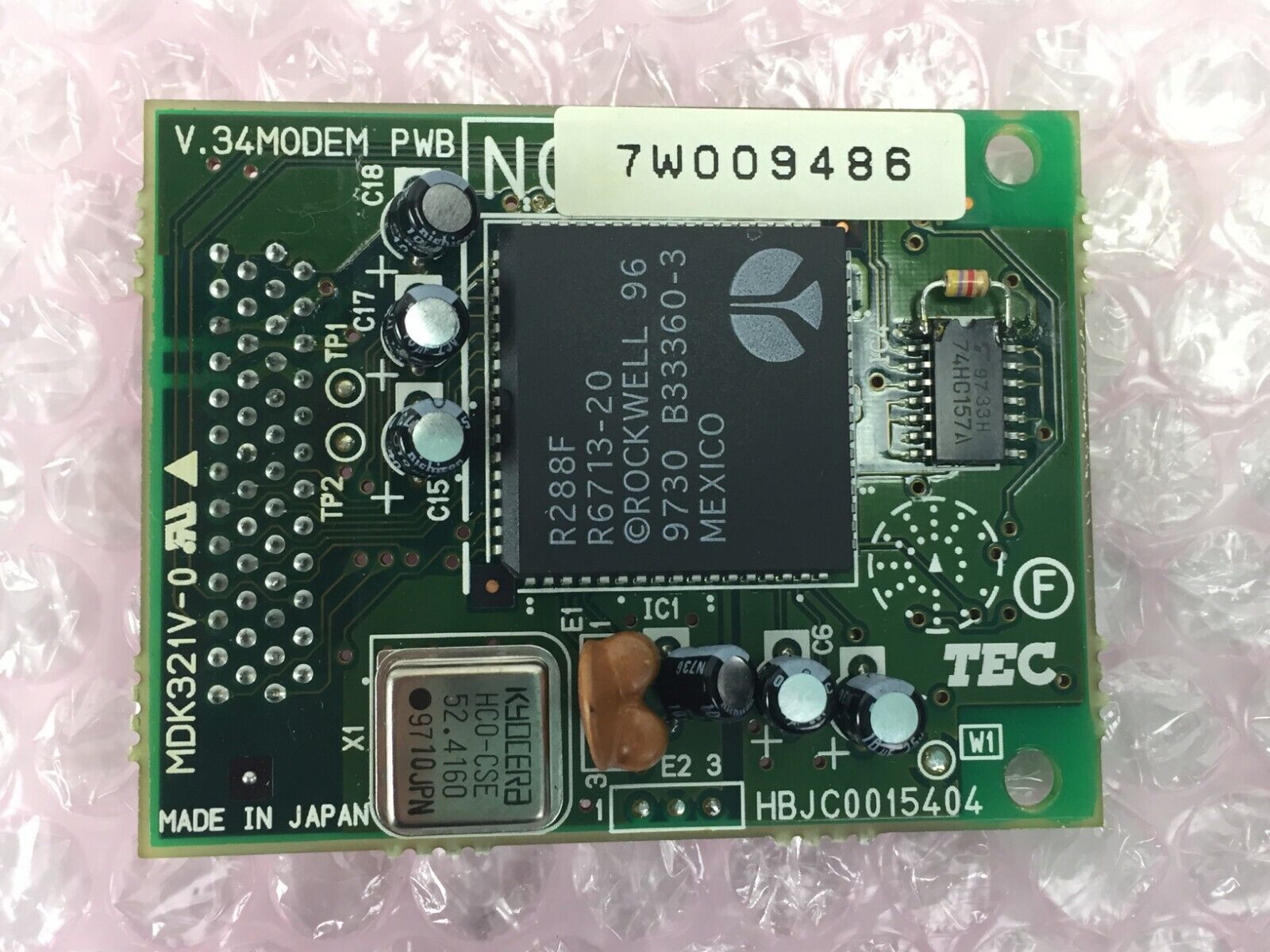 TEC V.34 Modem PWB 7W009486  HBJC0015404  MDK321V-0   Untested