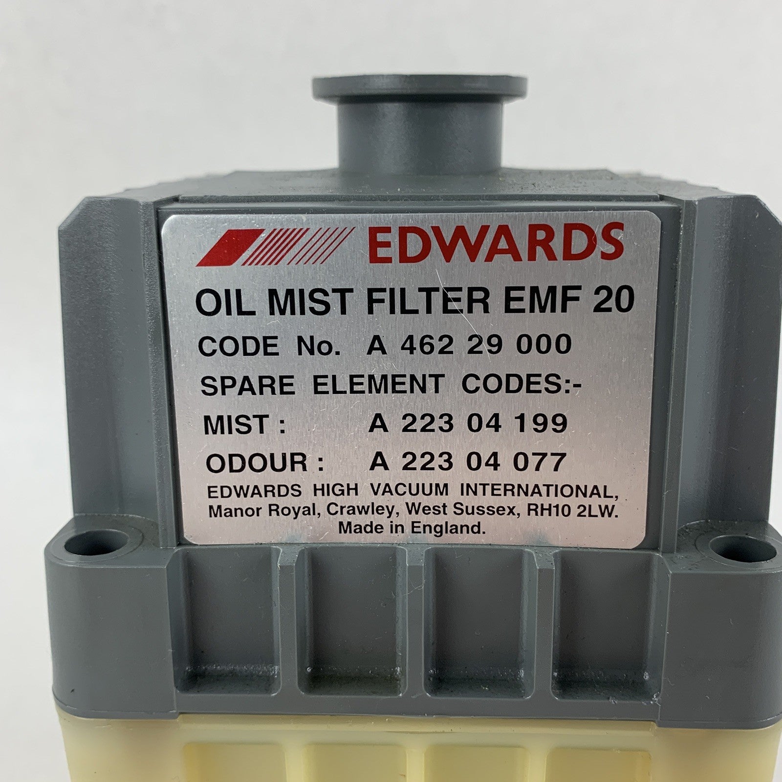 Edwards EMF20 Vacuum Pumps Vacuum Oil Mist Filter & Odor Filter Element Drained