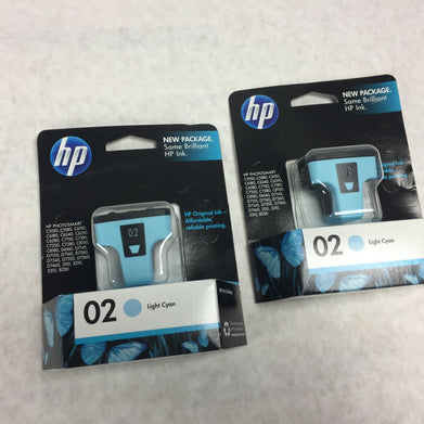 OEM HP 02 Light Cyan  Ink Cartridge C8774WN   Lot of 2   Warranty date Aug 2011