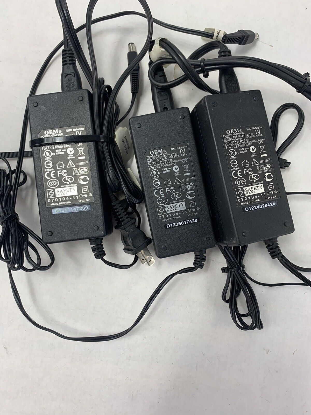 Lot 3 OEM AC Adapter 24W 12V 2.0A ADS0243-U120200
