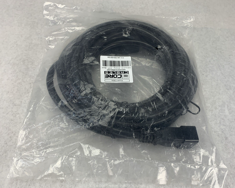 E Core Cables 44-105-025 BK C20 to C19 20Amp 25ft Black Power Cable