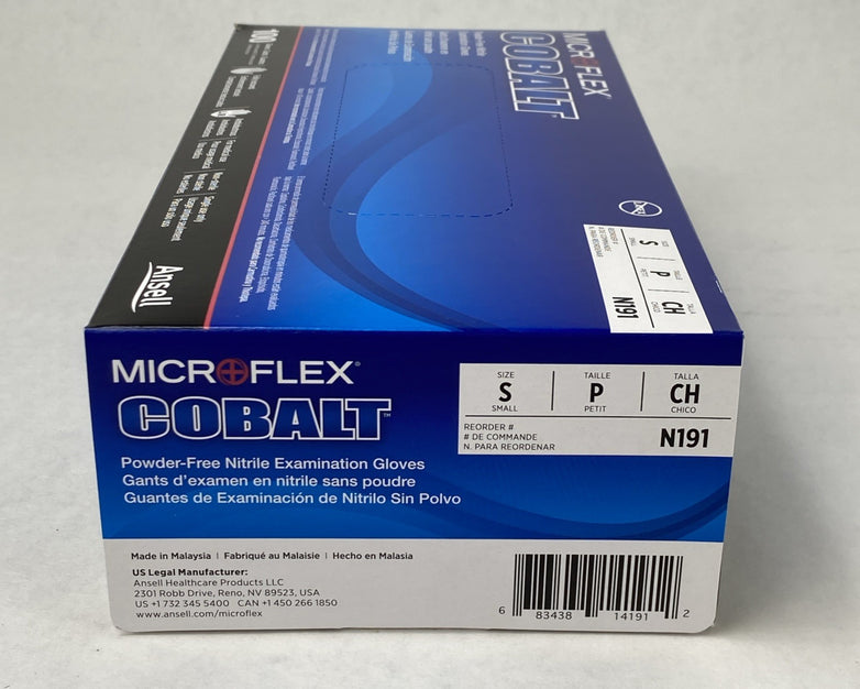 Ansell Cobalt N191 Powder Free Nitrile Examination Gloves Small - 1000 Count