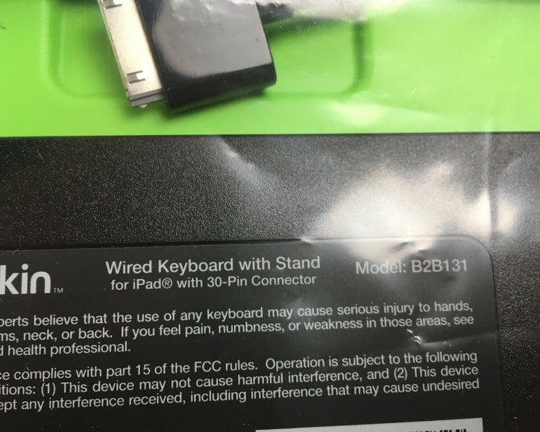 Belkin B2B131 Wired Keyboard With 30-Pin Connector For Apple iPad # 6396