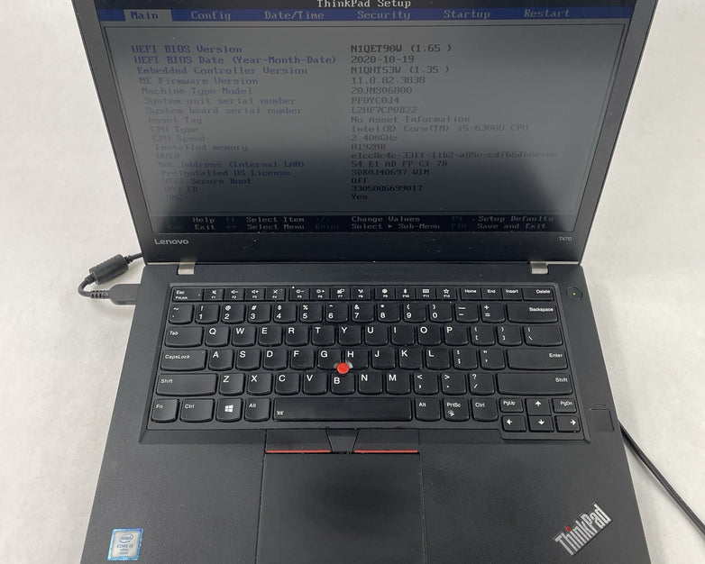Lenovo ThinkPad T470 14" i5-6300U 2.40 GHz 8 GB RAM No SSD/OS/AC