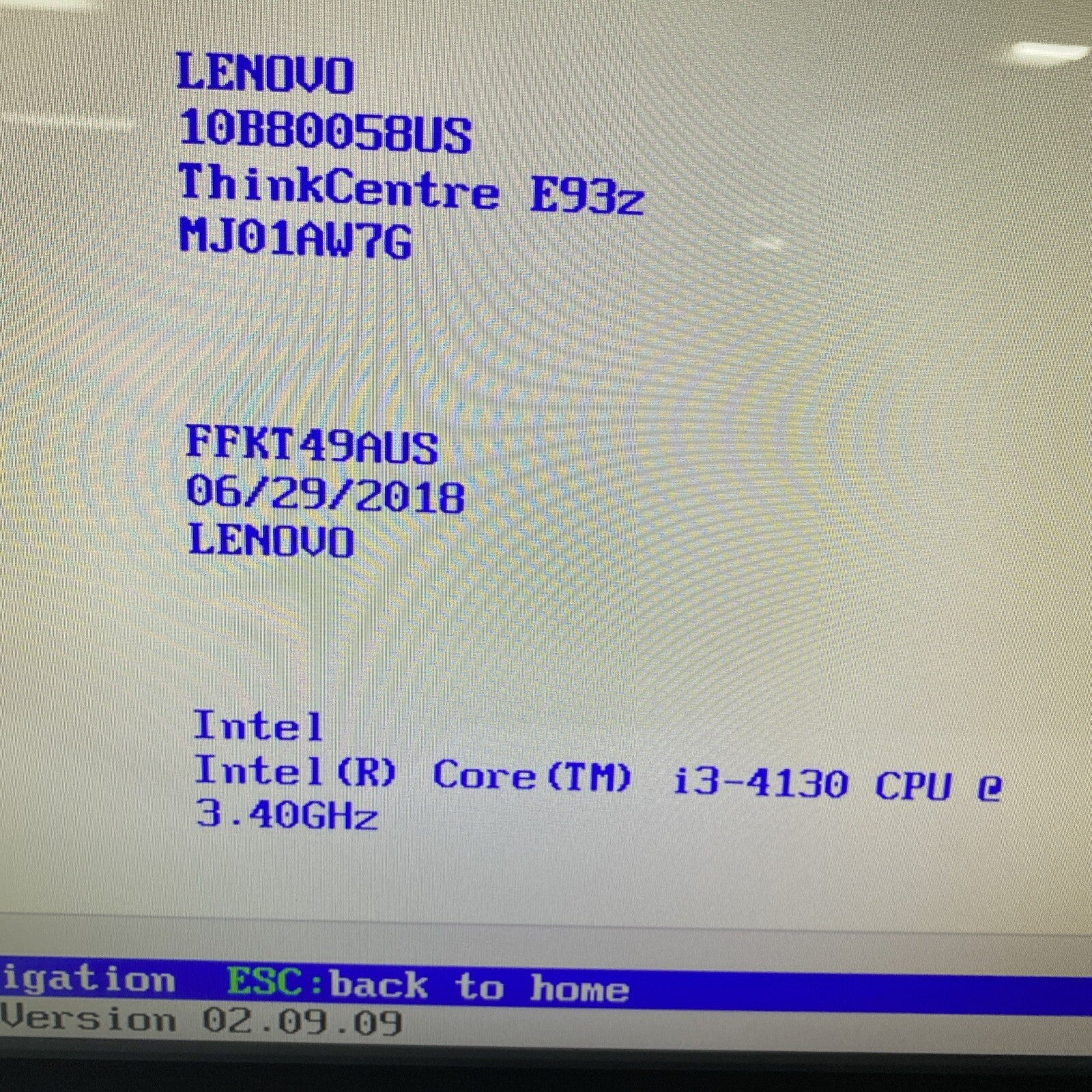 Lenovo ThinkCentre E93z AIO Intel Core i3-4130 3.40GHz 4GB RAM No HDD No OS