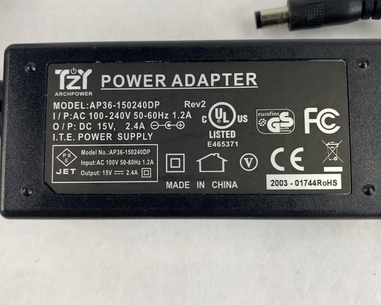 TZY AP36-150240DP Power Adapter 240V 2.4A Lot of 8 with Power Cord