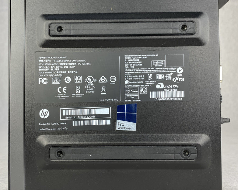 HP EliteDesk 800 G1 DM Intel Quad Core i5-4590T 2.0GHz 8GB RAM WiFi No AC HDD OS