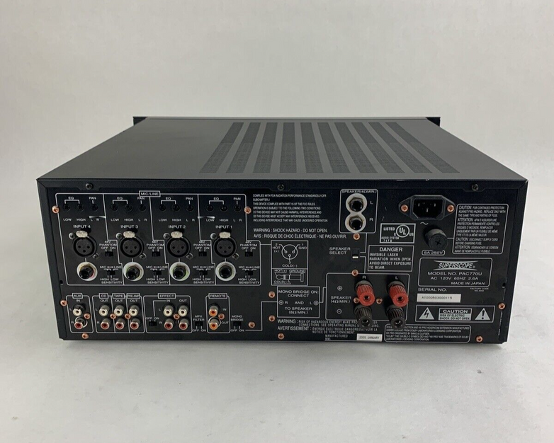 SuperScope PAC770U Professional Sound System Mixer CD Player Tested Mic 1 Bad