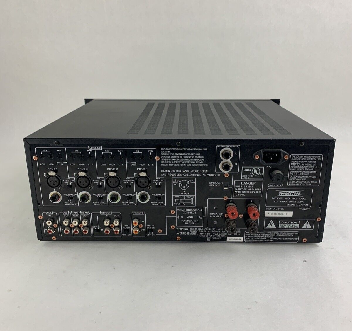 SuperScope PAC770U Professional Sound System Mixer CD Player Tested Mic 1 Bad