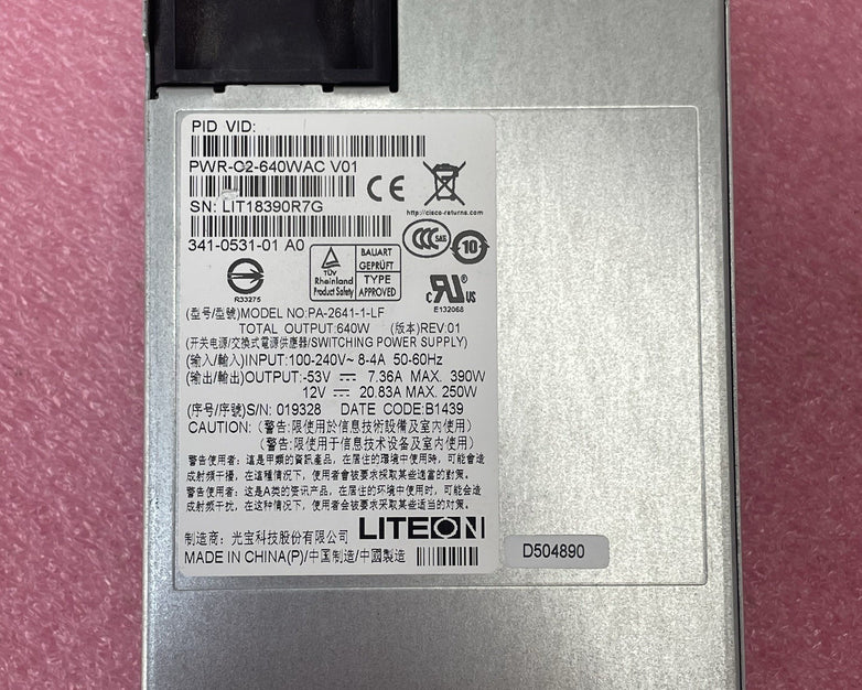 Cisco Lite-On PWR-C2-640WAC V01 640W Server Power Supply