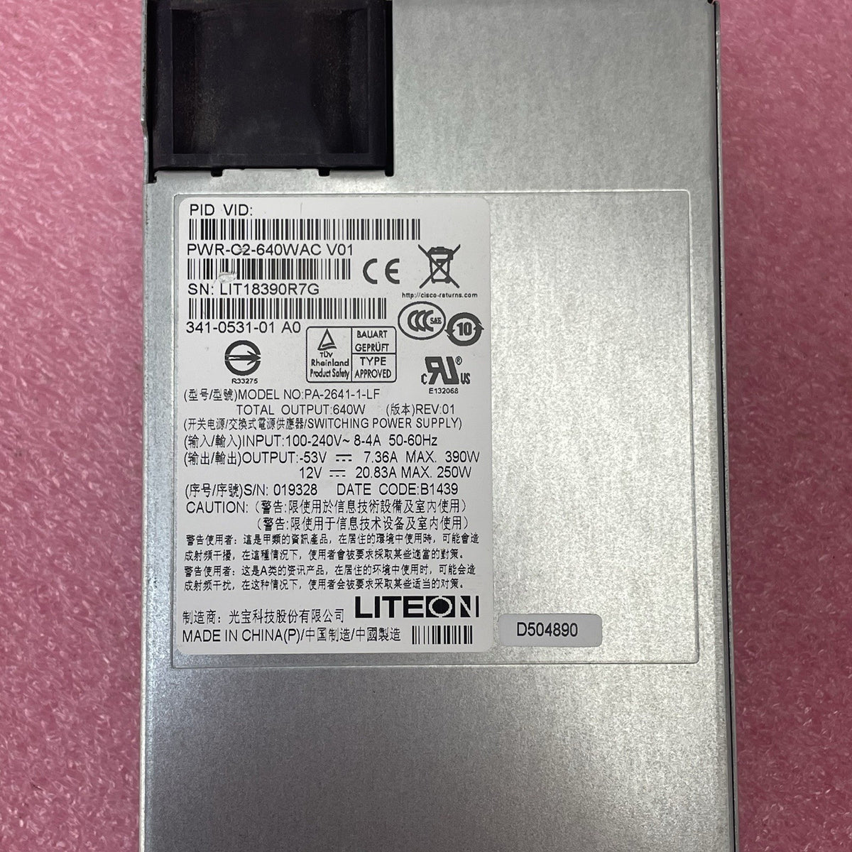 Cisco Lite-On PWR-C2-640WAC V01 640W Server Power Supply3