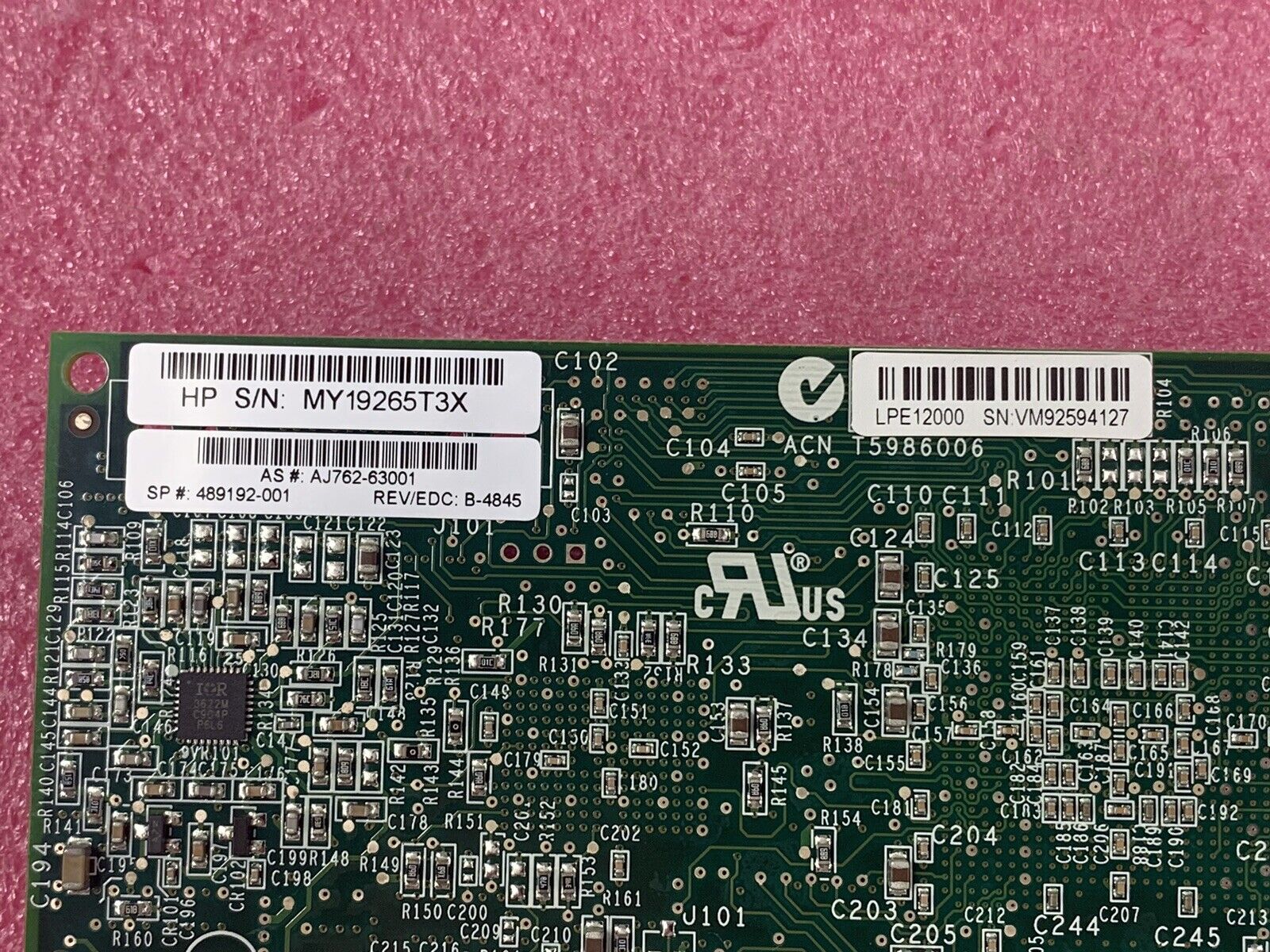 Lot of (2) HP AJ762A 489192-001 AJ762-63002 LPE12000 81E 8GB PCI-E HBA Fiber LoP
