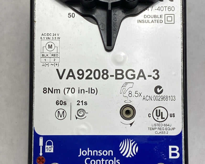 Johnson Controls VA9208-BGA-3 Electric Spring Return Valve Actuator