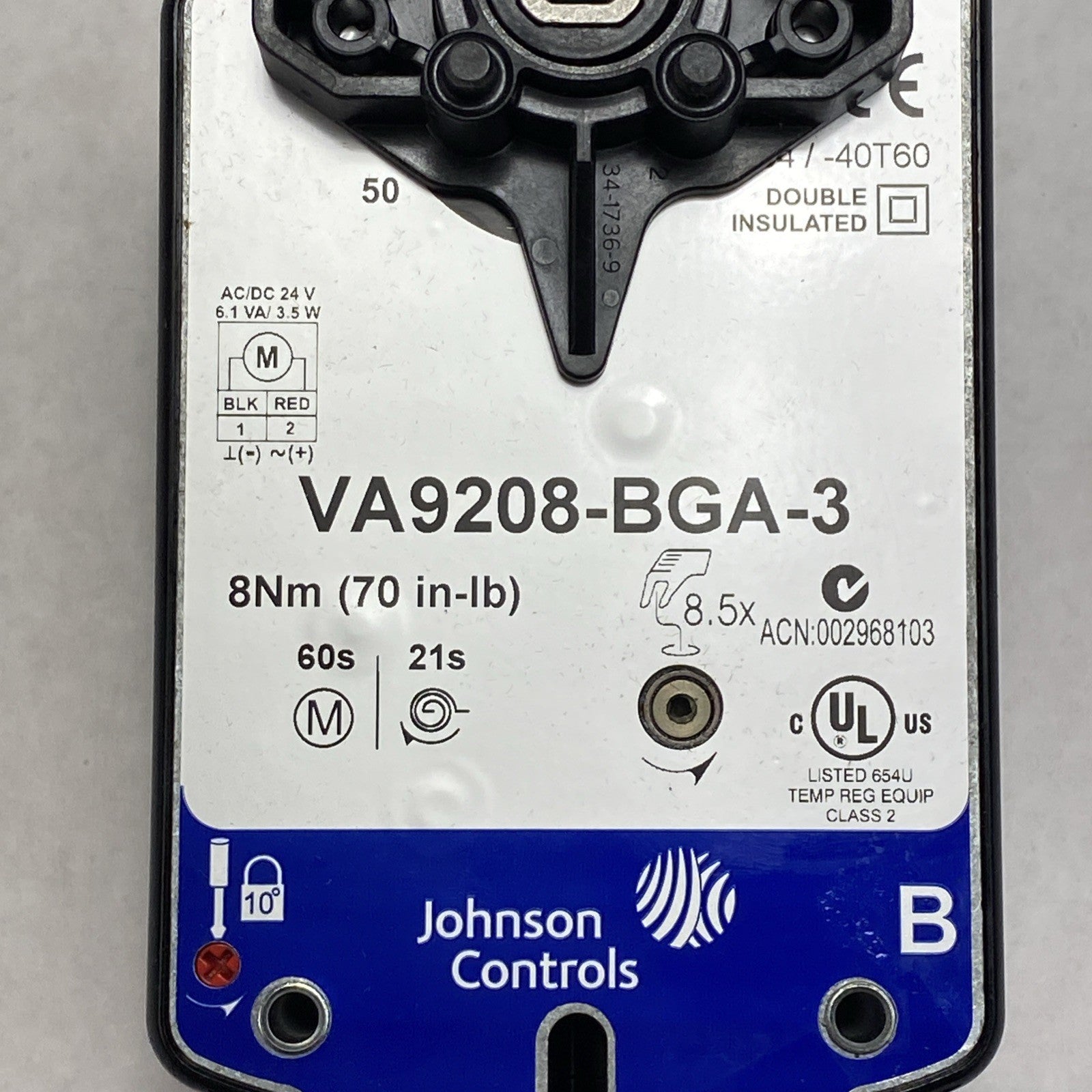 Johnson Controls VA9208-BGA-3 Electric Spring Return Valve Actuator9