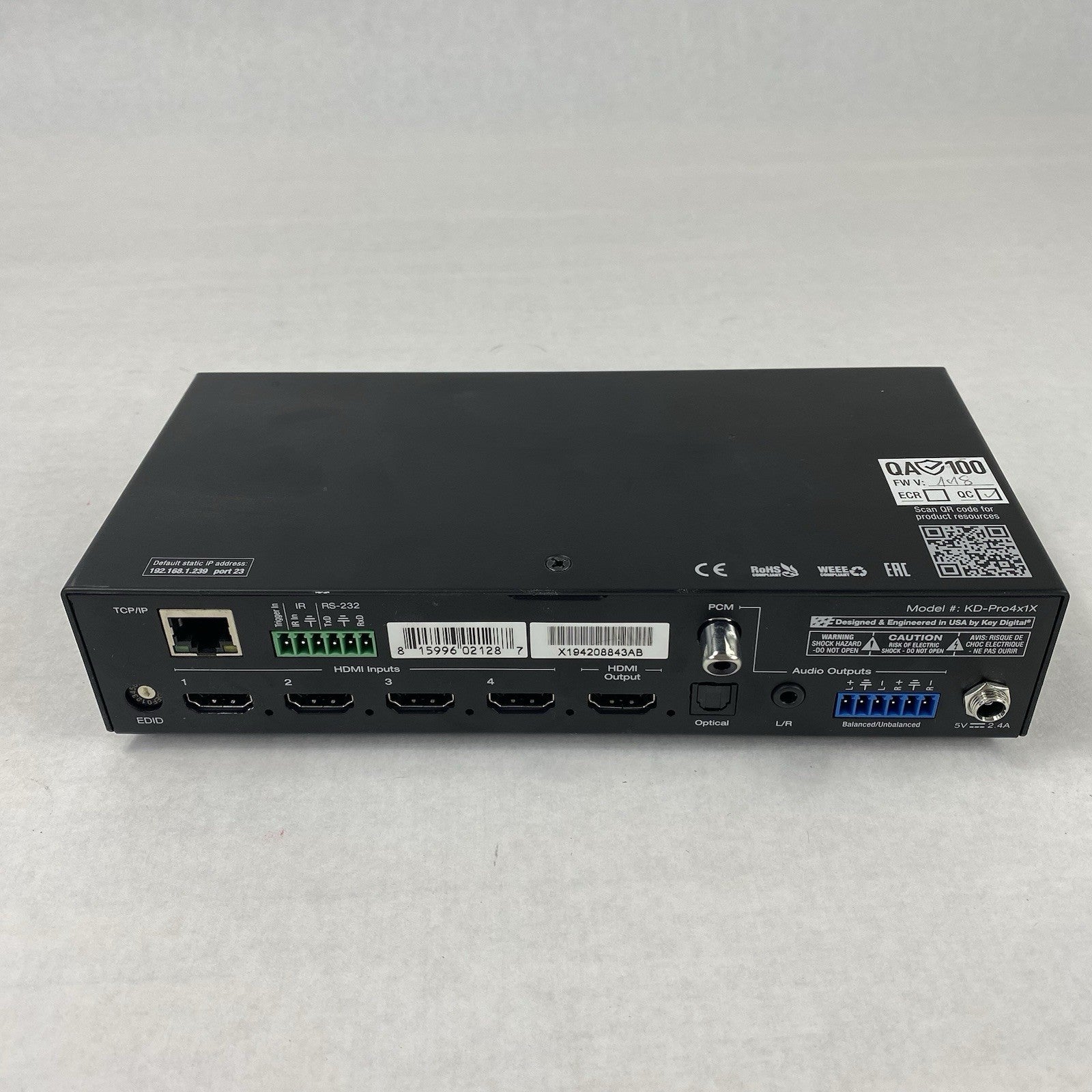 Key digital KD-Pro4x1X HDMI Switcher with AC Adapter