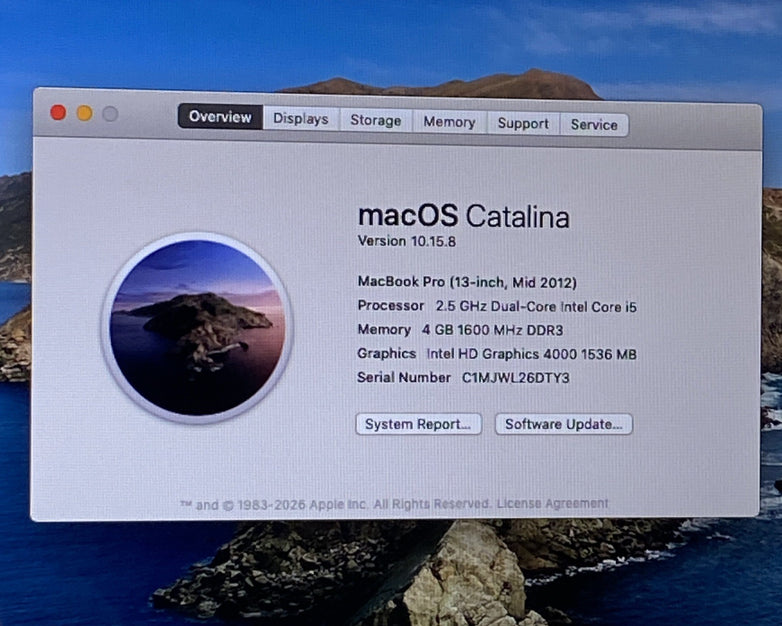 Apple MacBook Pro A1278 2012 13" 2.5GHz i5 4GB RAM 120GB SSD os10.15.8