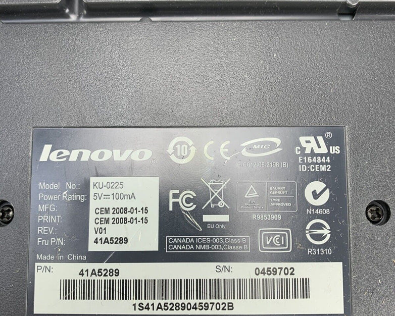 Lenovo KU-0225 Wired Keyboard