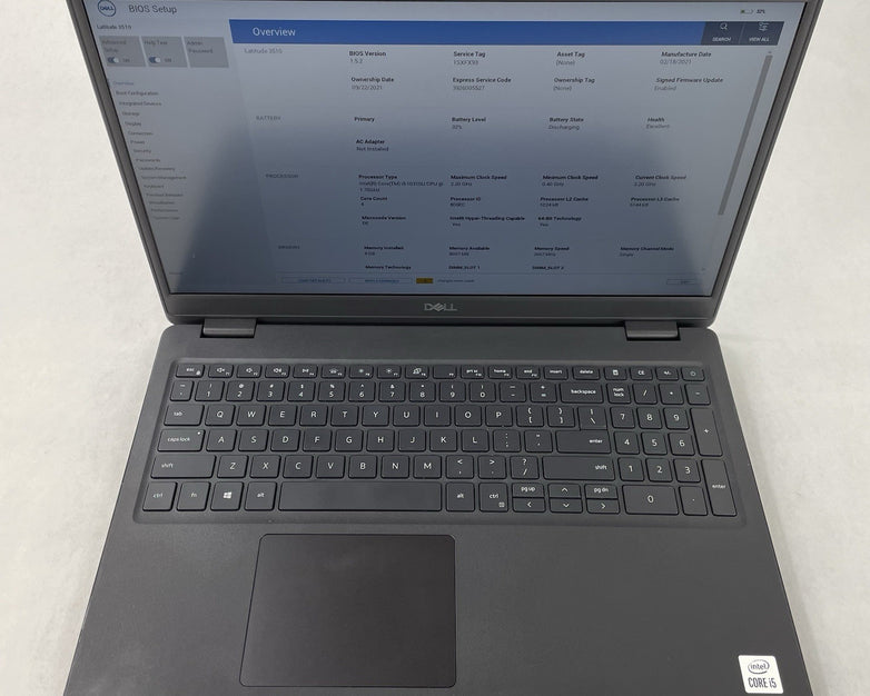 Dell Latitude 3510 15.6" i5-10310U 2.20 GHz 8 GB RAM No SSD/OS/AC