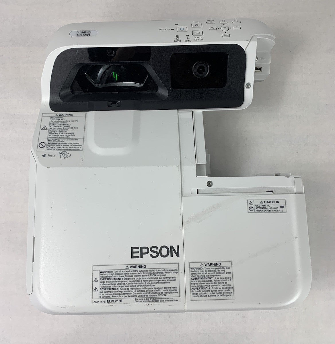 Epson H741A BrightLink 685Wi LCD Projector 2428 Lamp Hours - Missing Port Cover