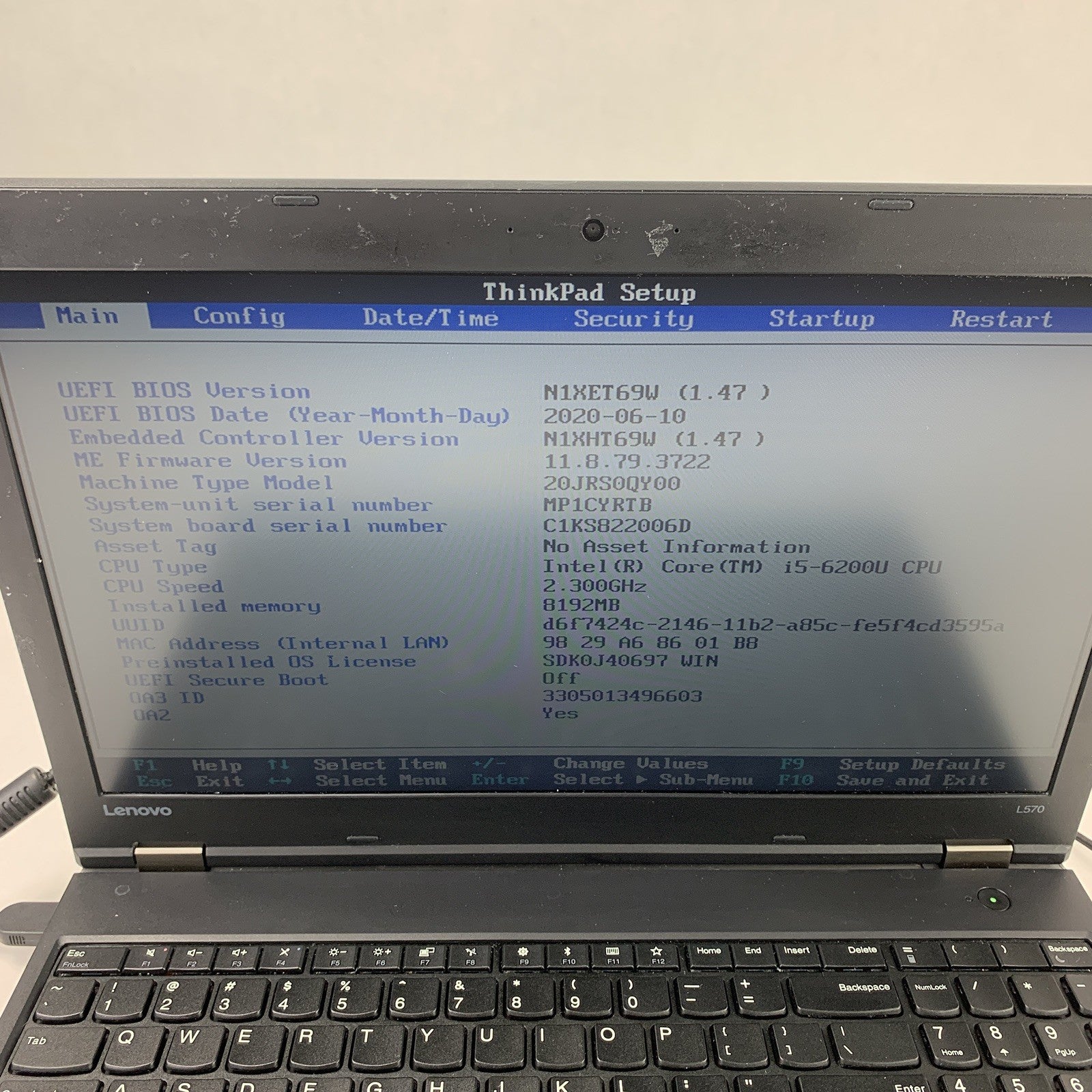 Lenovo ThinkPad L570 Laptop 15.6" i5-6200U 2.3 GHz 8 GB RAM No HDD No OS No AC
