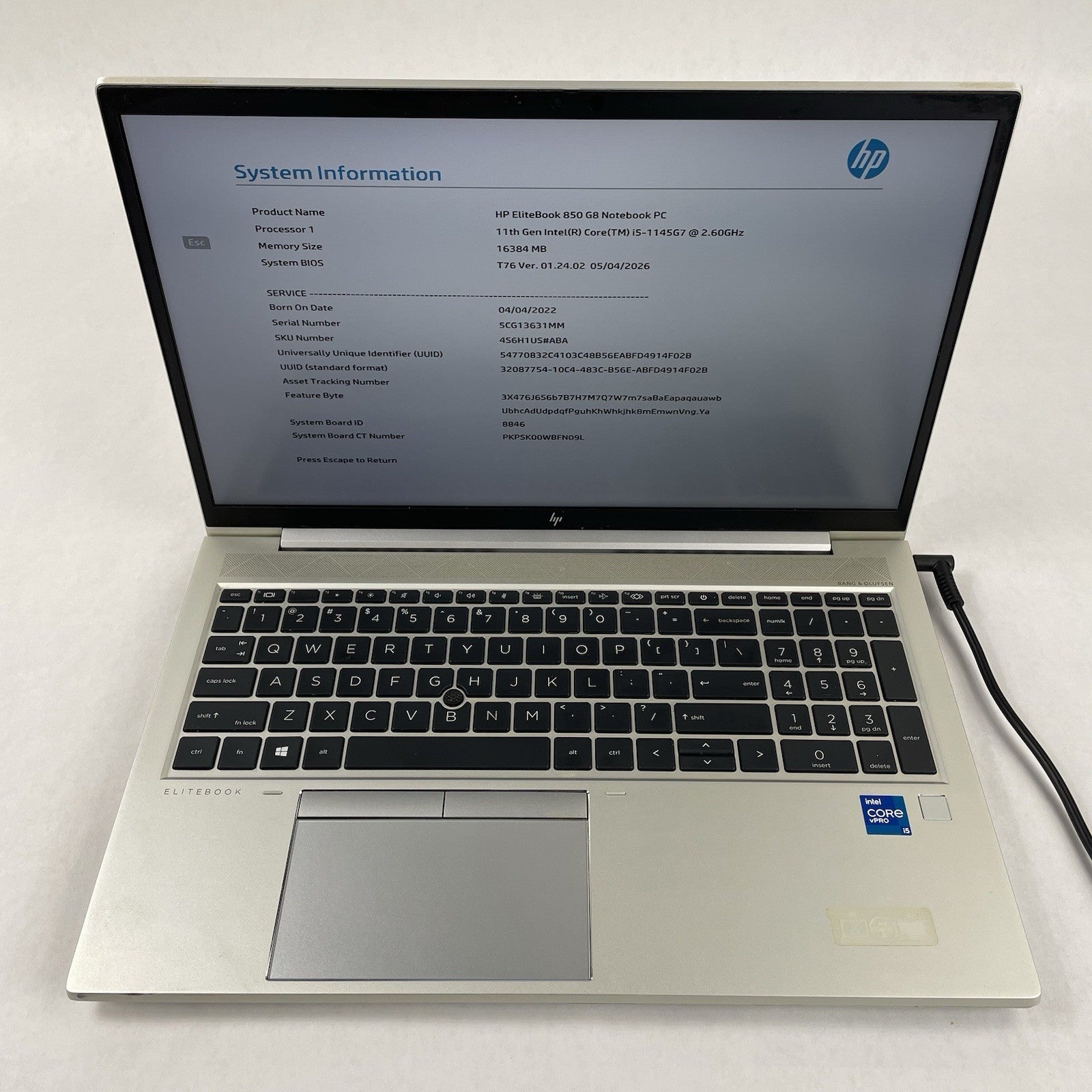 HP EliteBook 850 G8 15.6" i5-1145G7 2.60 GHz 16 GB RAM No SSD/OS/AC/Batt-Rubber2