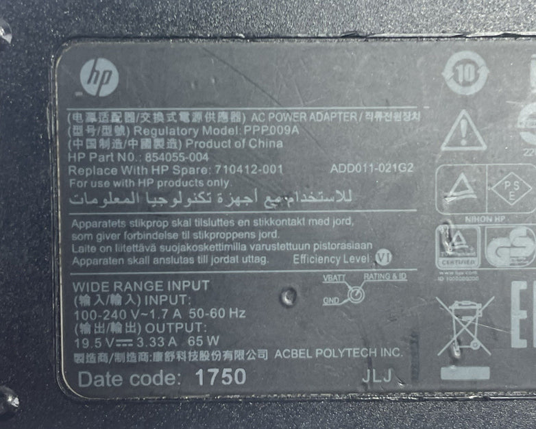 HP PPP012L  Power Supply AC Adapter Charging Cable