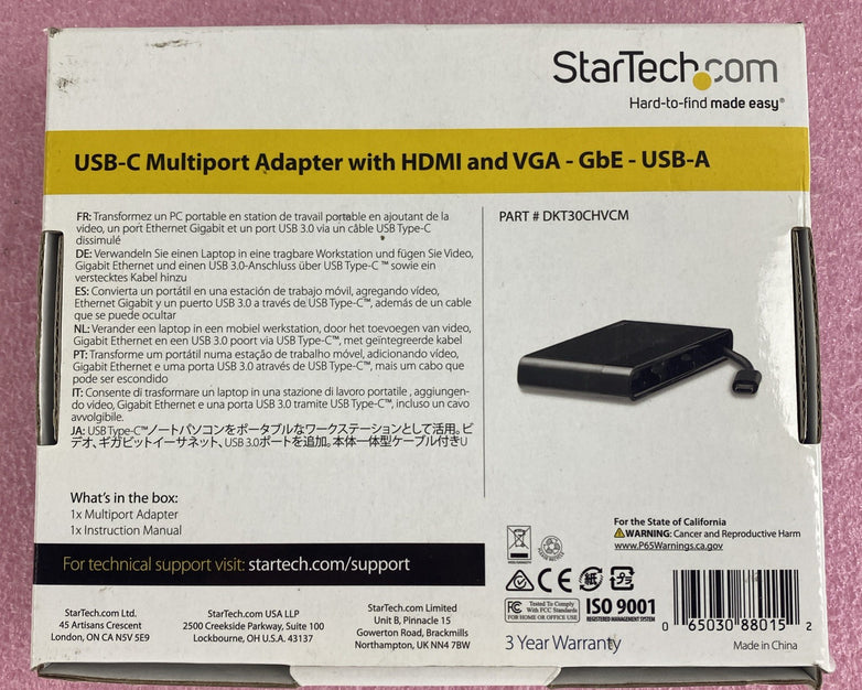 SmartTech DKT30CHVCM USB-C Multiport Adapter W/ HDMI and VGA - GbE-USB-A