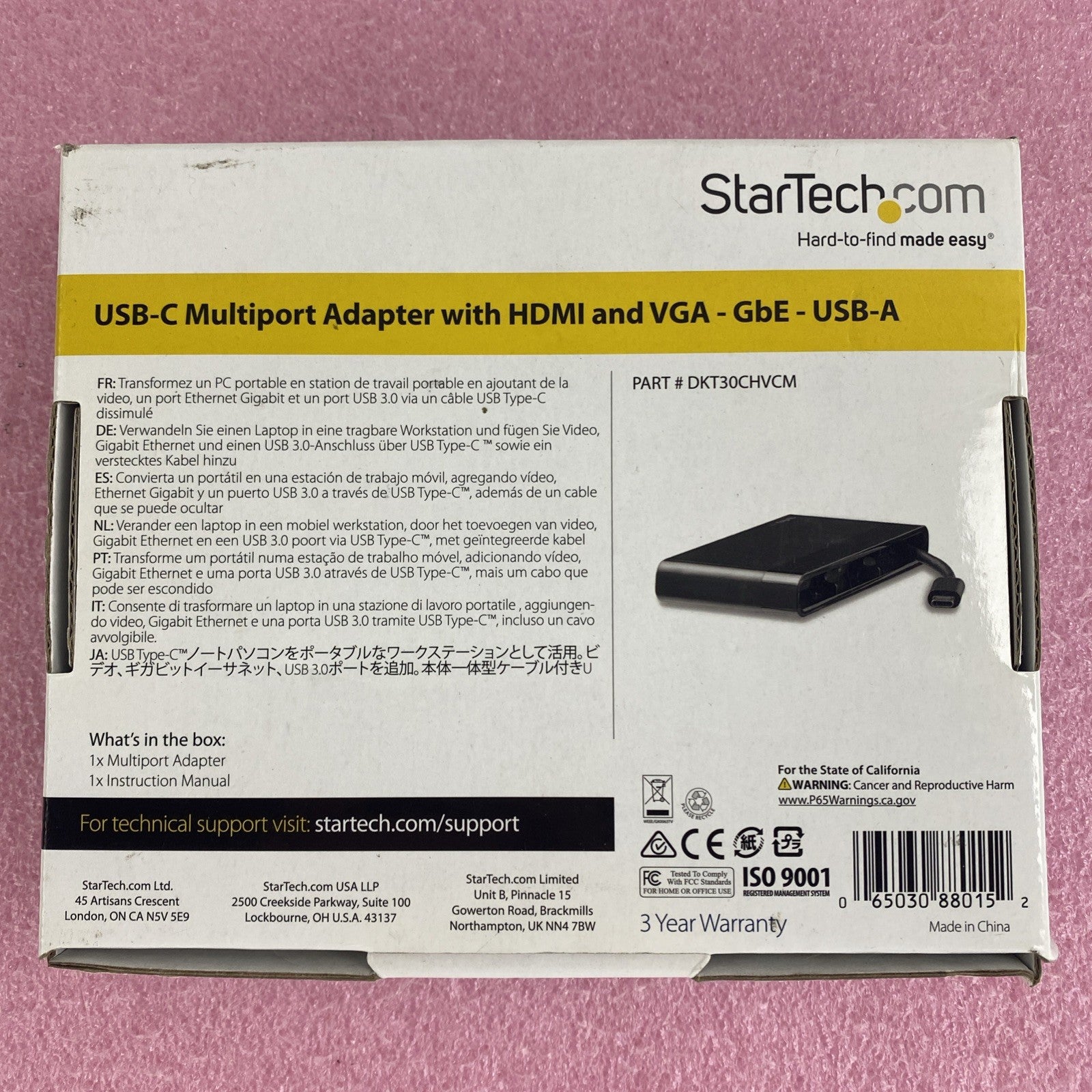 SmartTech DKT30CHVCM USB-C Multiport Adapter W/ HDMI and VGA - GbE-USB-A2