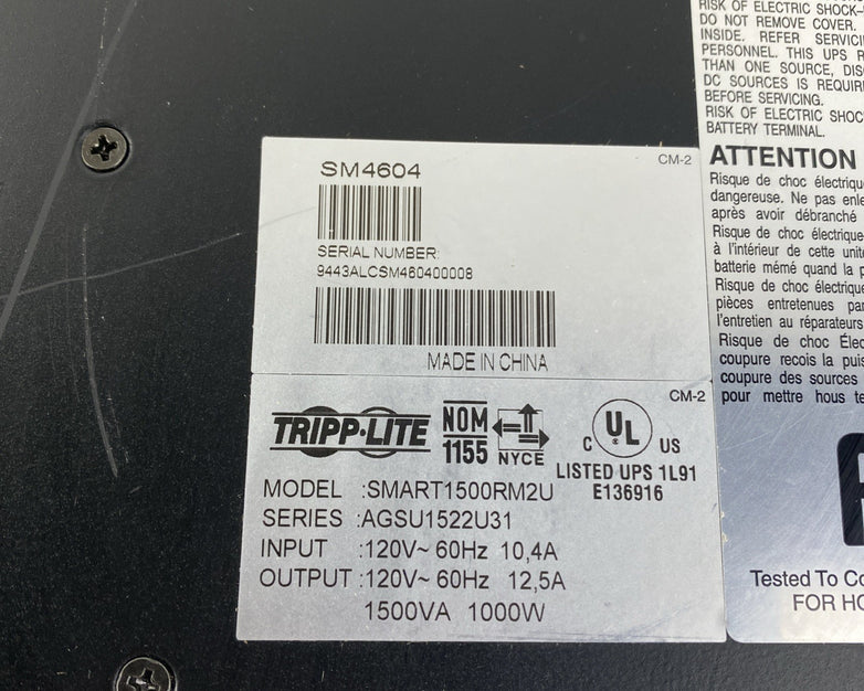 Tripp Lite SMART1500RM2U Smart PRO UPS - No Batteries