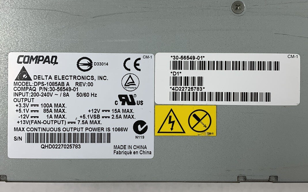 Compaq Delta Electronics DPS-1085AB A Power Supply
