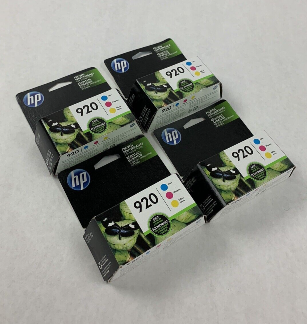 HP N9H55FN 920 Ink Cartridges Cyan Magenta Yellow EXP Oct. 2019 (Lot of 4)