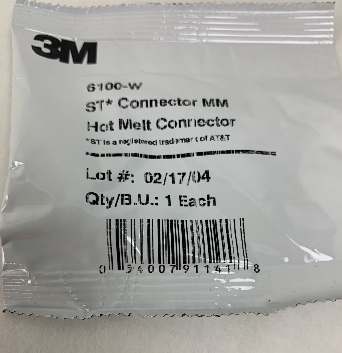 3M 6100-W Hot Melt ST MM Jacketed Fiber Connector New Lot of 35
