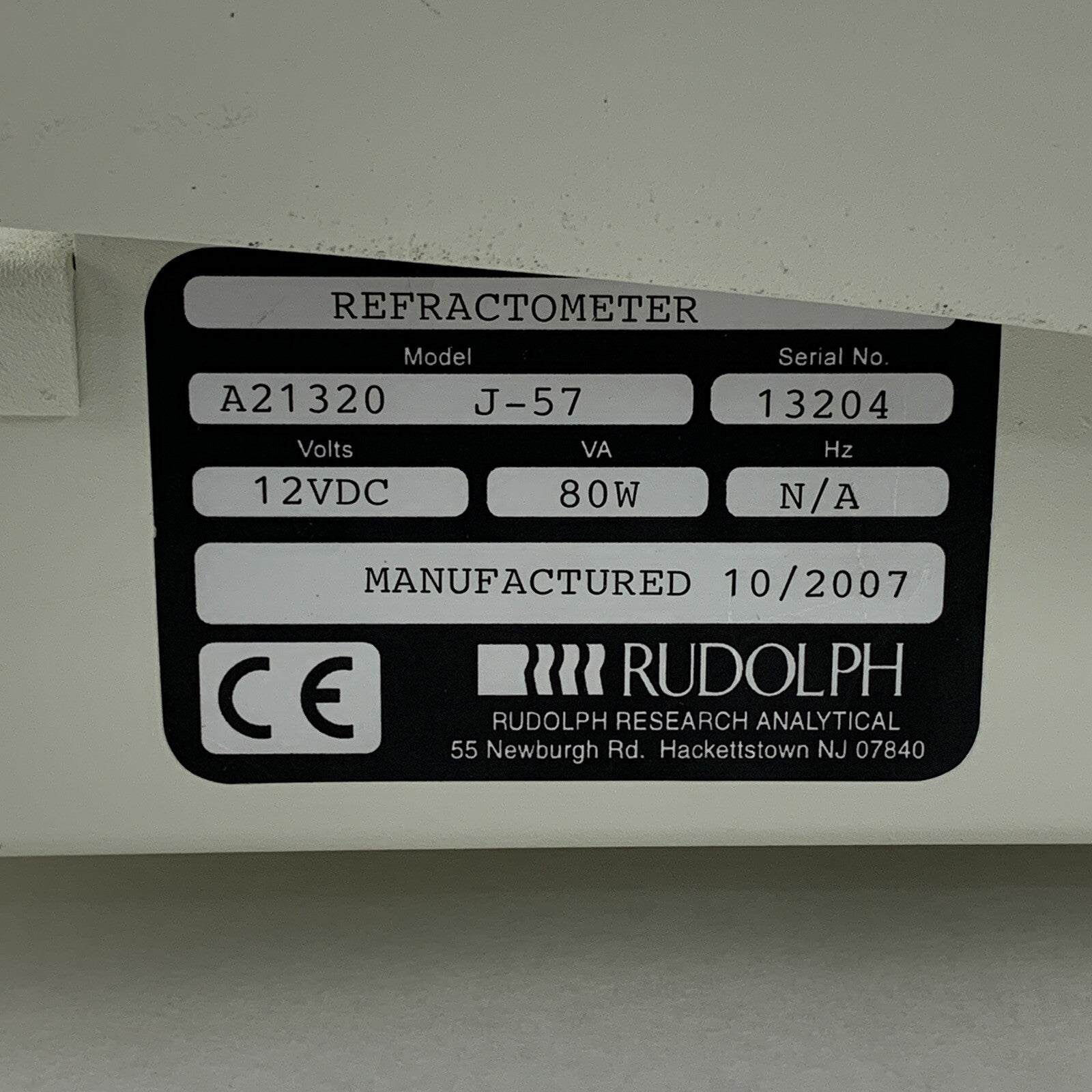 Rudolph A21320 J-57 Refractometer 12VDC 80W No Power Supply