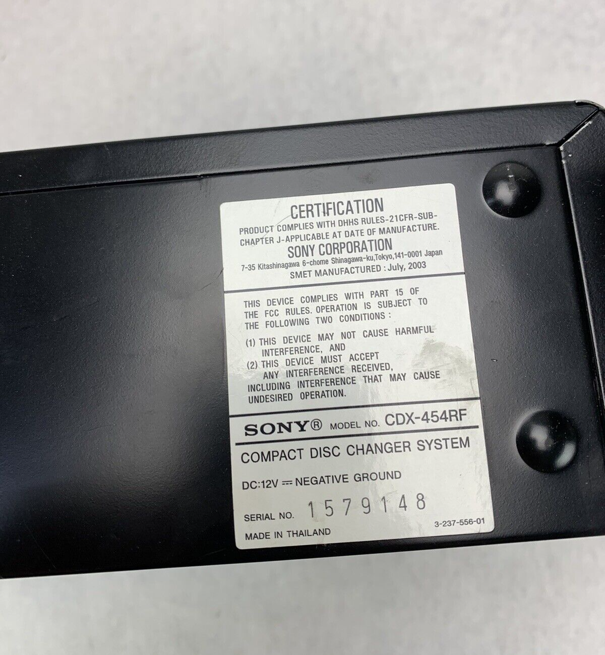 Sony CDX-454RF Disc Changer System