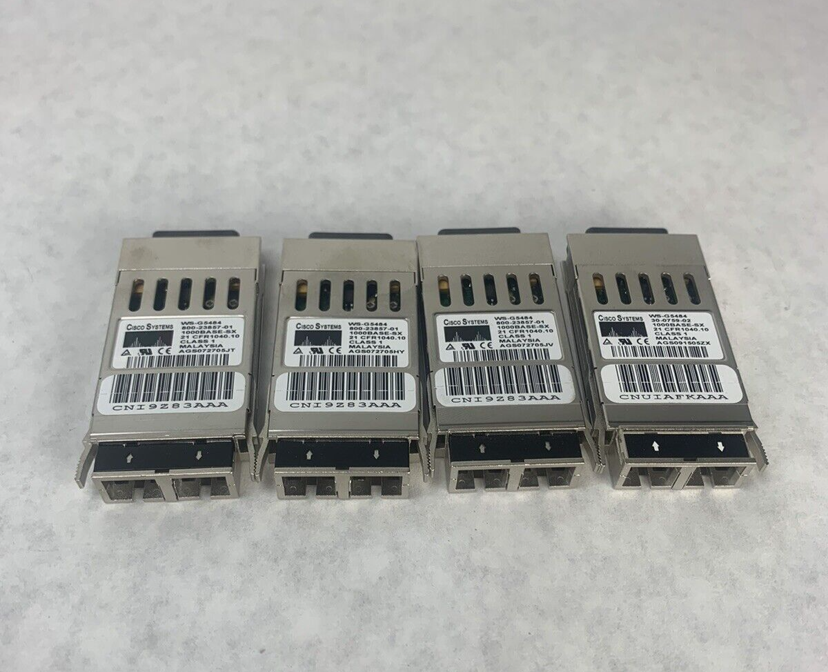Lot 4 Cisco 30-0759-02 WS-G5484 1000 BASE-SX 850NM Short Wave Fibre GBIC Module