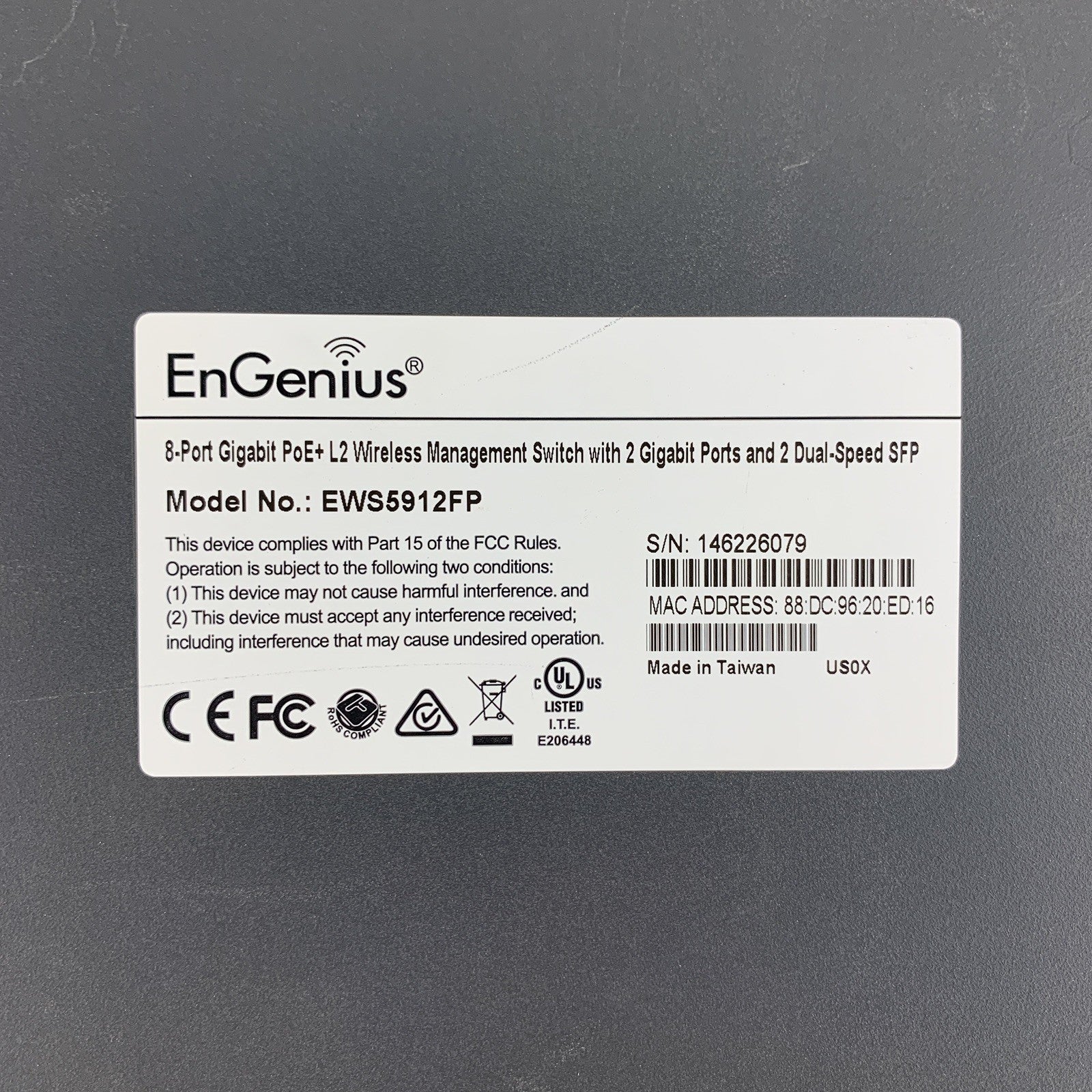 EnGenius EWS5912FP Network 8Port Gigabit Switch Tested Reset