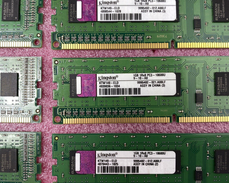Lot ( 10 ) 1GB Kingston KTW149-ELD Desktop Memory PC3-10600U DDR3 1RX8