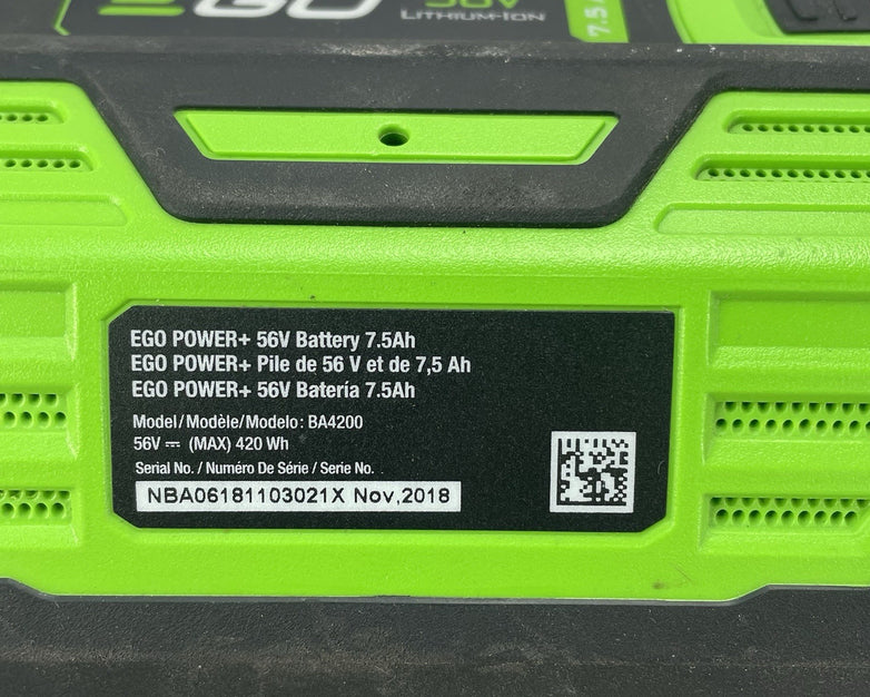 EGO BA4200T 56V Lithium Ion ARC 7.5 AH Battery Parts
